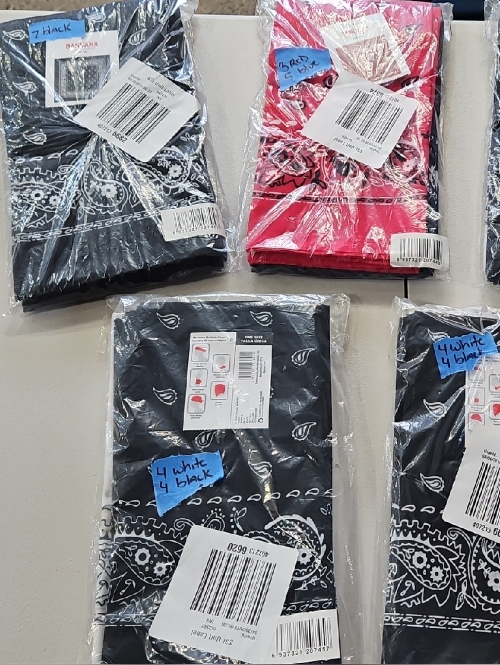 New Packs of Paisley Bandanas in Black, Red, White, And Blue (39)
